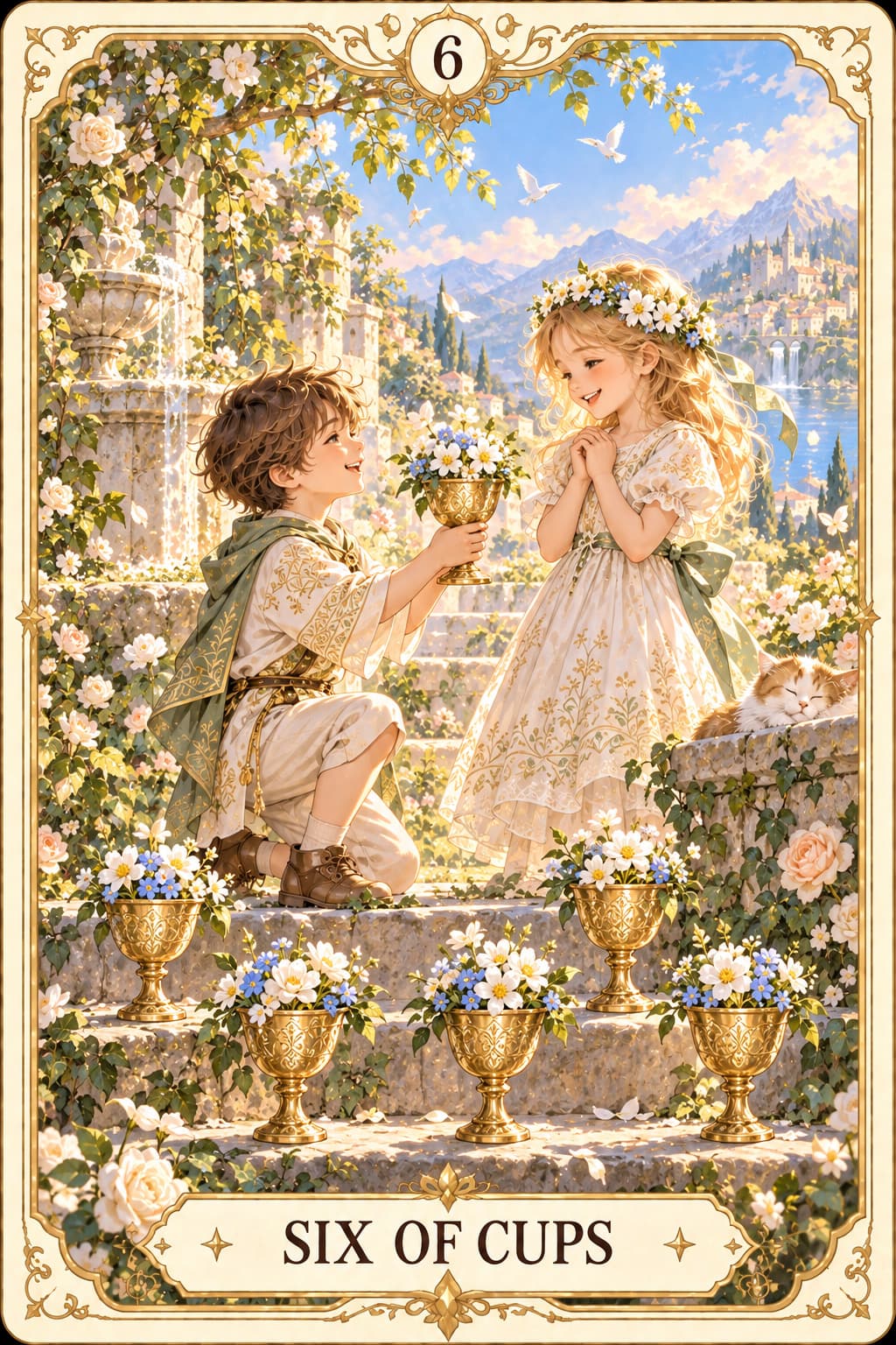 ไพ่ Six of Cups (6 ถ้วย) — การติดต่อ