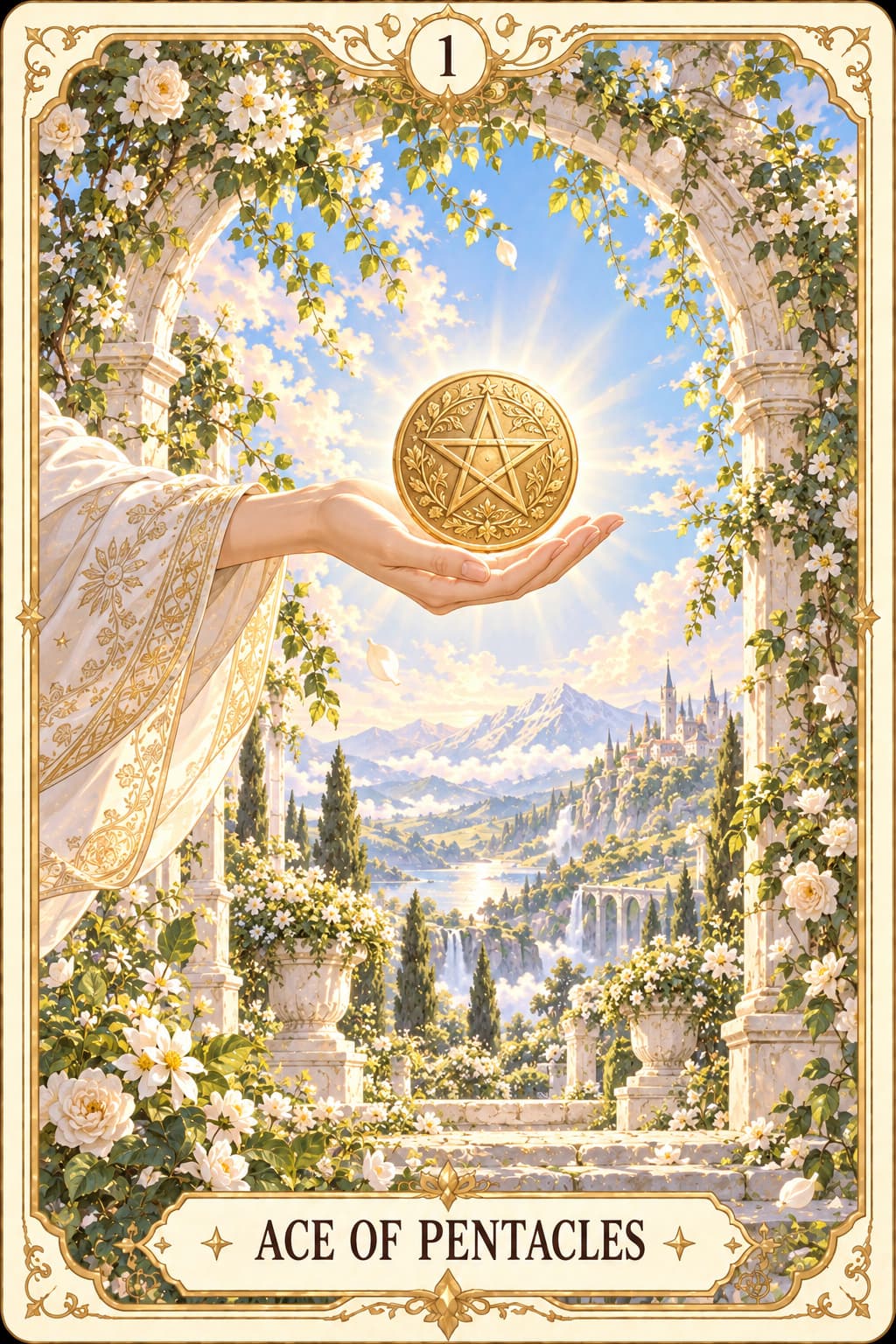 ไพ่ Ace of Pentacles (1 เหรียญ) — โอกาสที่ต้องลงมือรับ